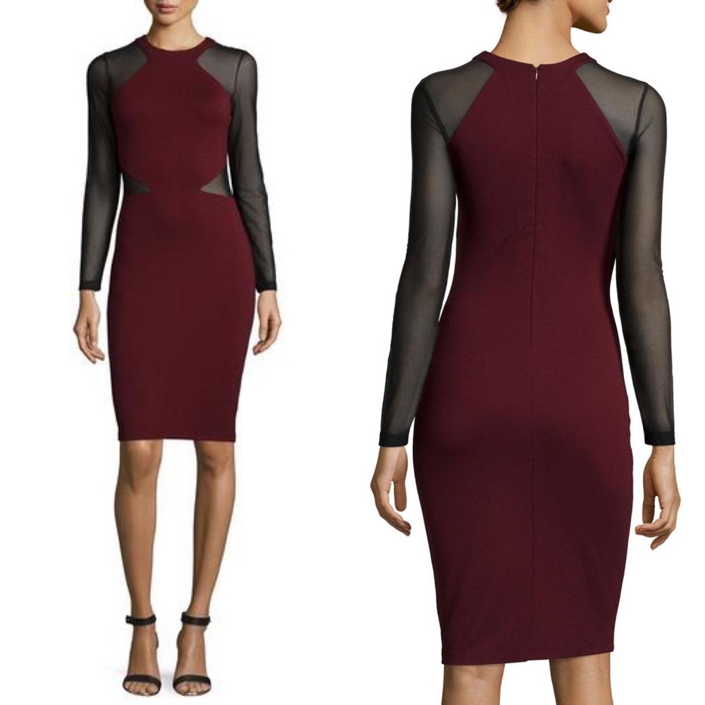 NEW French Connection Vivek Cut Out Mesh Bodycon Dress Long Sleeve 8